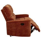 Navarro Burnt Orange Chenille Upholstered Reclining Loveseat from Coaster - Luna Furniture