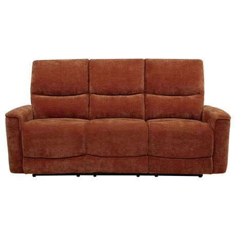 Navarro Burnt Orange Chenille Upholstered Reclining Sofa from Coaster - Luna Furniture