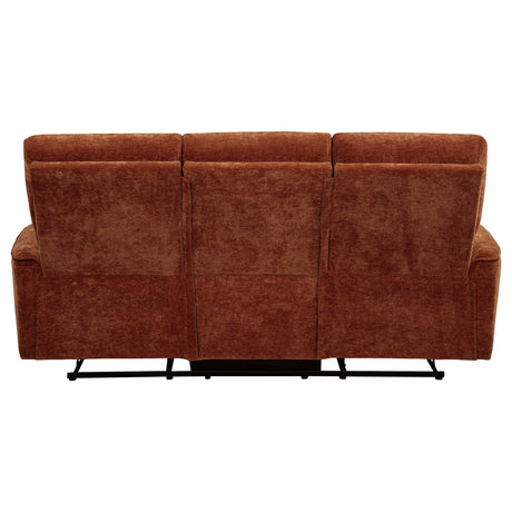 Navarro Burnt Orange Chenille Upholstered Reclining Sofa from Coaster - Luna Furniture