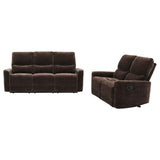 Navarro Dark Brown 2-Piece Upholstered Reclining Sofa Set from Coaster - Luna Furniture