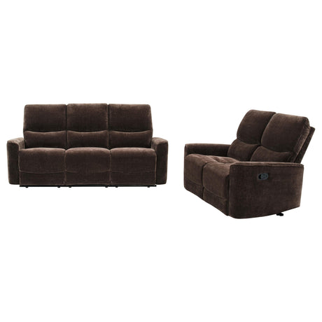 Navarro Dark Brown 2-Piece Upholstered Reclining Sofa Set from Coaster - Luna Furniture