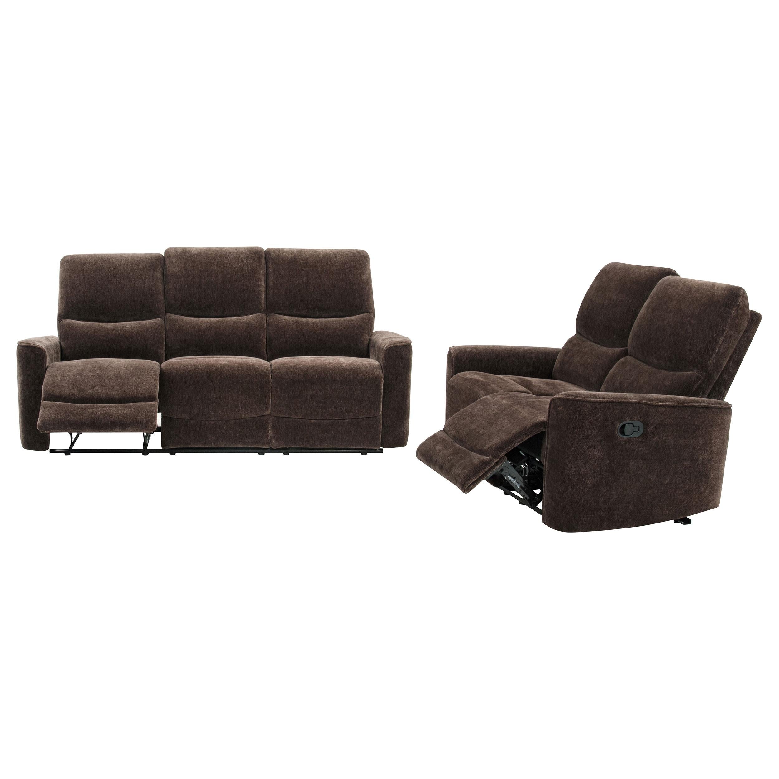 Navarro Dark Brown 2-Piece Upholstered Reclining Sofa Set – Luna