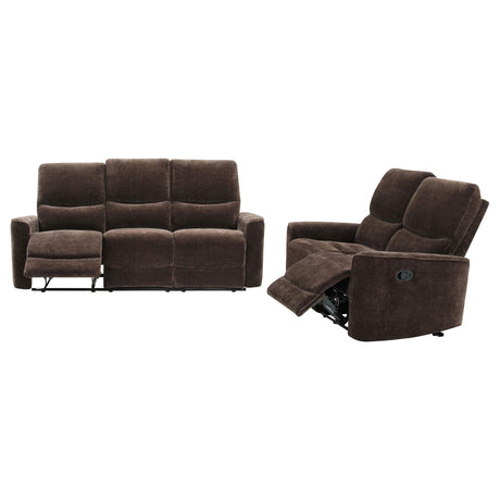 Navarro Dark Brown 2-Piece Upholstered Reclining Sofa Set from Coaster - Luna Furniture