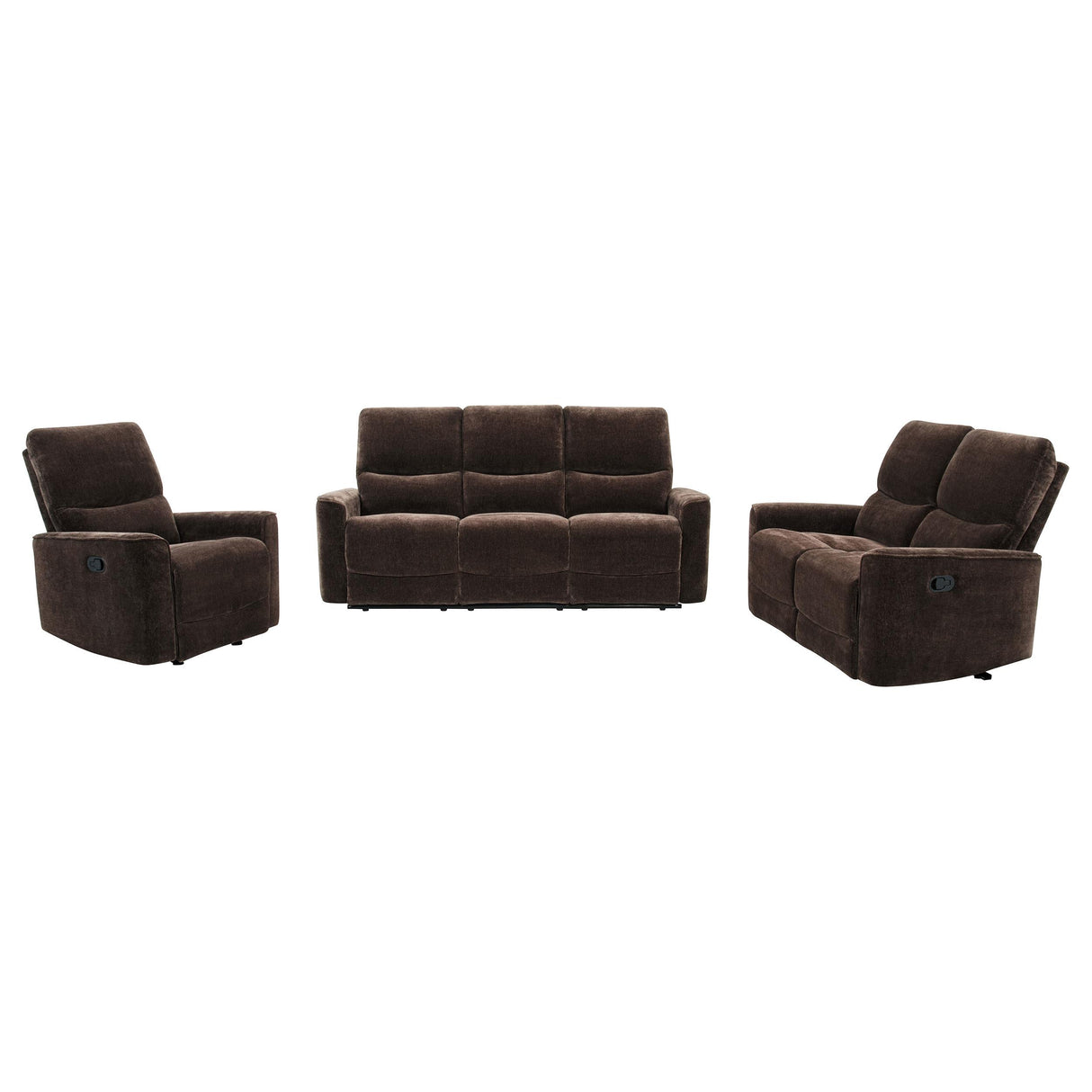 Navarro Dark Brown 3-Piece Upholstered Reclining Sofa Set from Coaster - Luna Furniture