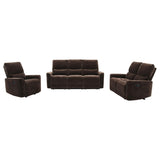 Navarro Dark Brown 3-Piece Upholstered Reclining Sofa Set from Coaster - Luna Furniture