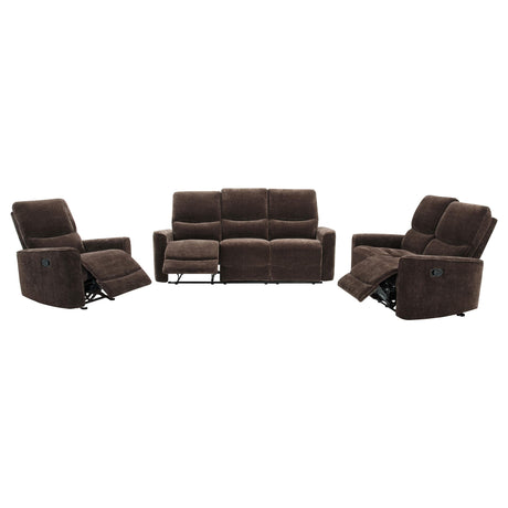 Navarro Dark Brown 3-Piece Upholstered Reclining Sofa Set from Coaster - Luna Furniture