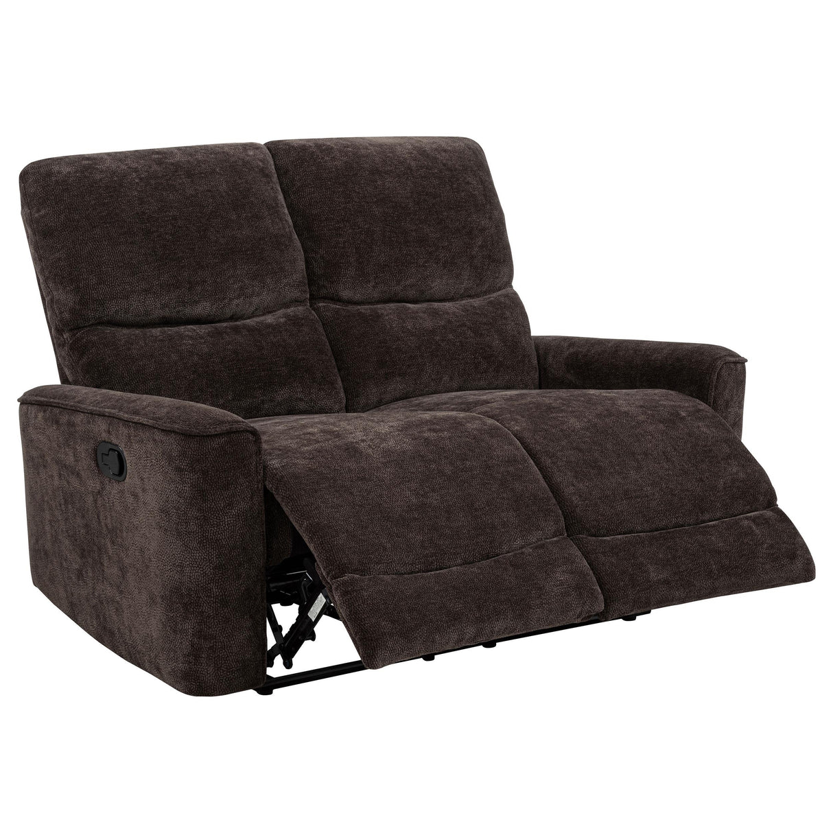 Navarro Dark Brown Chenille Upholstered Reclining Loveseat from Coaster - Luna Furniture