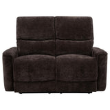 Navarro Dark Brown Chenille Upholstered Reclining Loveseat from Coaster - Luna Furniture