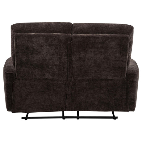 Navarro Dark Brown Chenille Upholstered Reclining Loveseat from Coaster - Luna Furniture