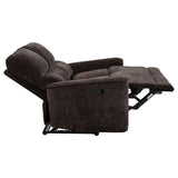 Navarro Dark Brown Chenille Upholstered Reclining Loveseat from Coaster - Luna Furniture