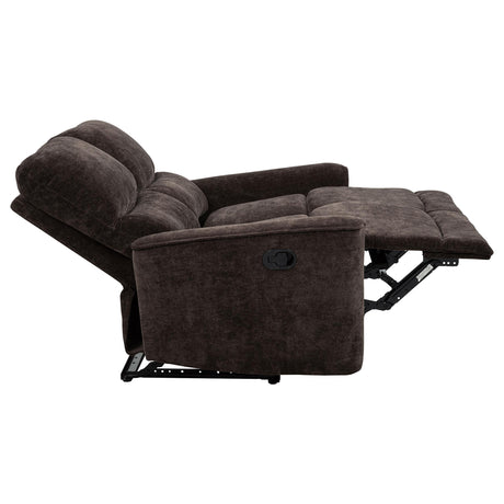 Navarro Dark Brown Chenille Upholstered Reclining Loveseat from Coaster - Luna Furniture