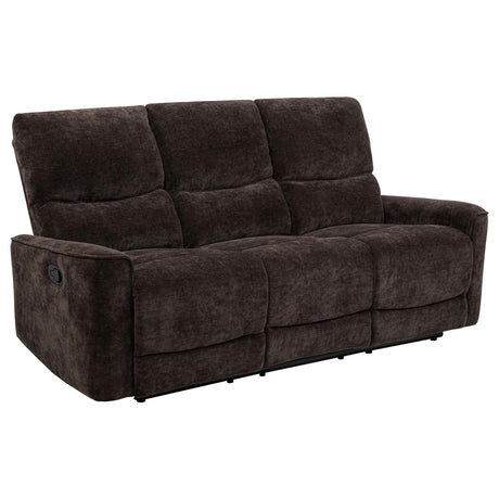 Navarro Dark Brown Chenille Upholstered Reclining Sofa from Coaster - Luna Furniture