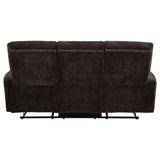 Navarro Dark Brown Chenille Upholstered Reclining Sofa from Coaster - Luna Furniture