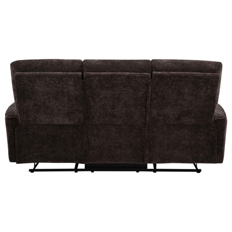 Navarro Dark Brown Chenille Upholstered Reclining Sofa from Coaster - Luna Furniture