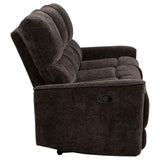 Navarro Dark Brown Chenille Upholstered Reclining Sofa from Coaster - Luna Furniture