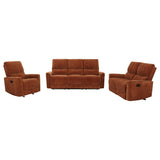 Navarro Orange 3-Piece Upholstered Reclining Living Room Set from Coaster - Luna Furniture