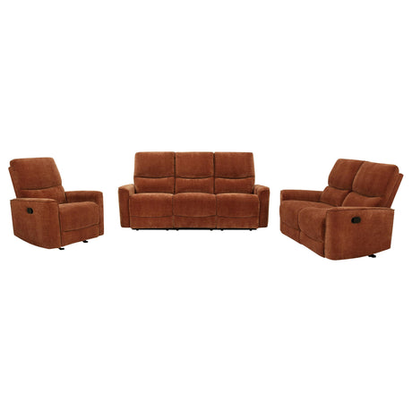 Navarro Orange 3-Piece Upholstered Reclining Living Room Set from Coaster - Luna Furniture
