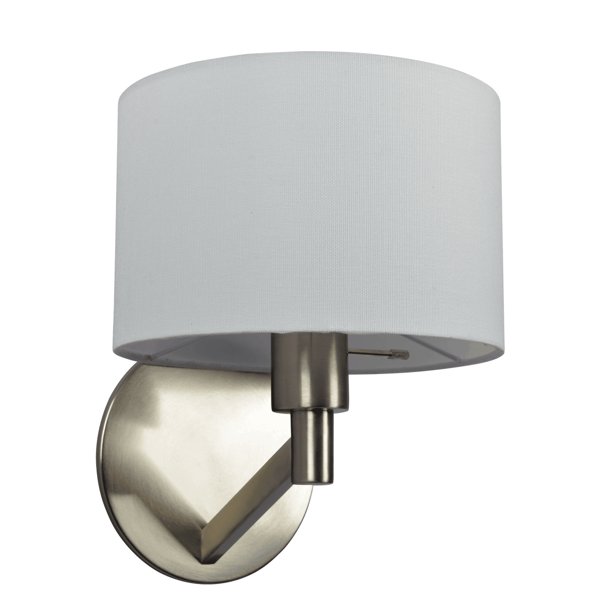 Nebula Brushed Nickel Base Wall Lamp with Rotary Switch White Fabric Shade from Ashcroft Furniture - Luna Furniture