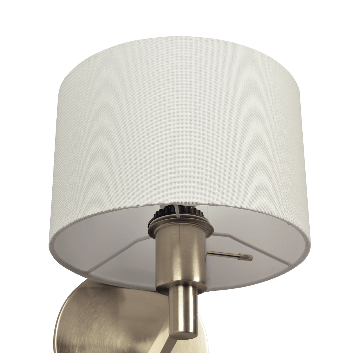 Nebula Brushed Nickel Base Wall Lamp with Rotary Switch White Fabric Shade from Ashcroft Furniture - Luna Furniture