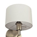 Nebula Brushed Nickel Base Wall Lamp with Rotary Switch White Fabric Shade from Ashcroft Furniture - Luna Furniture