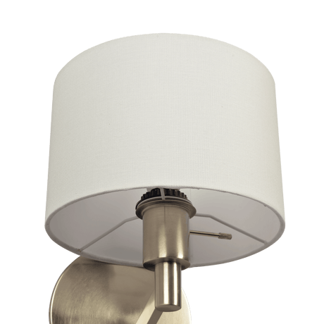 Nebula Brushed Nickel Base Wall Lamp with Rotary Switch White Fabric Shade from Midinmod - Luna Furniture
