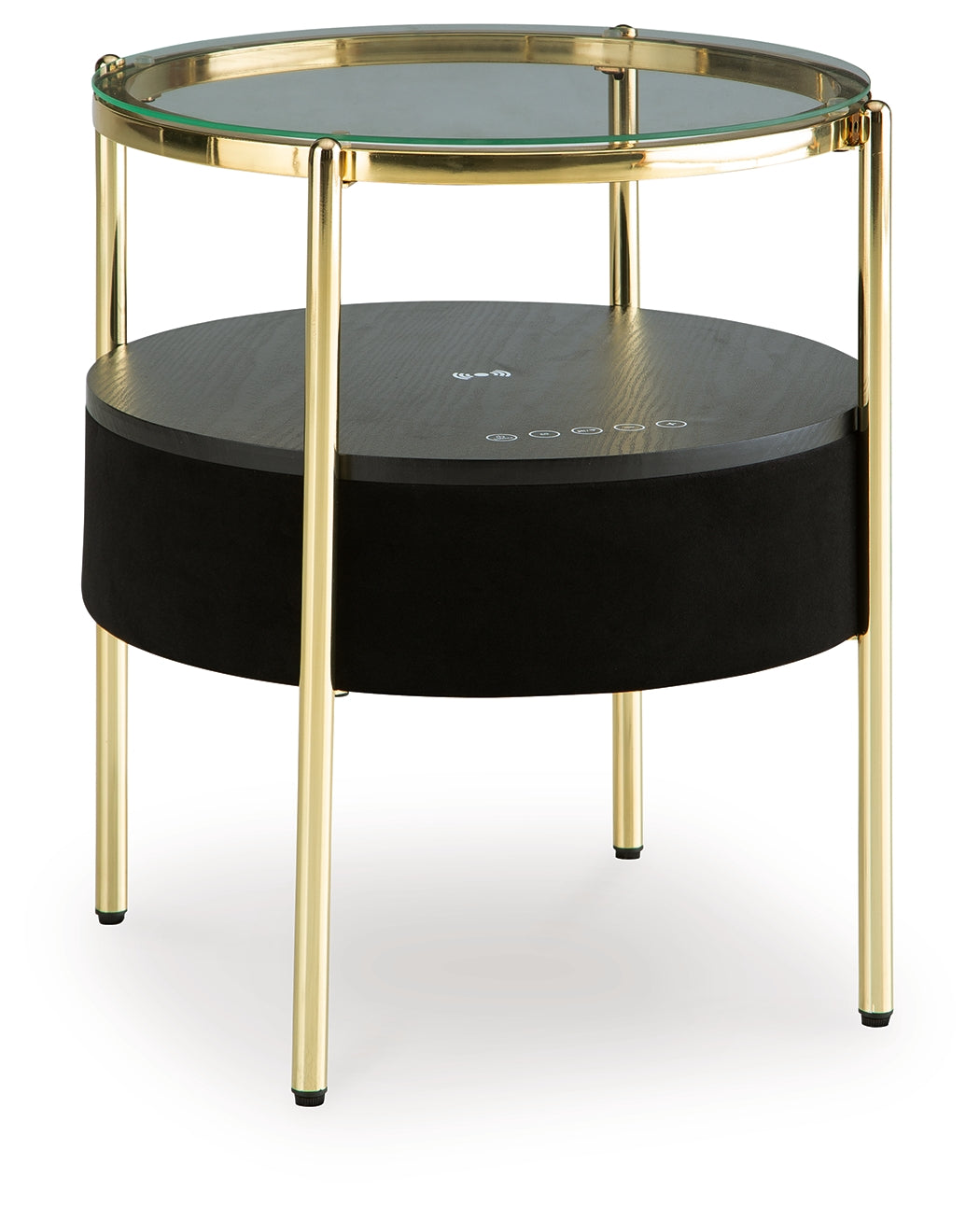 Nedman Black/Gold Finish Accent Table with Speaker from Ashley - Luna Furniture