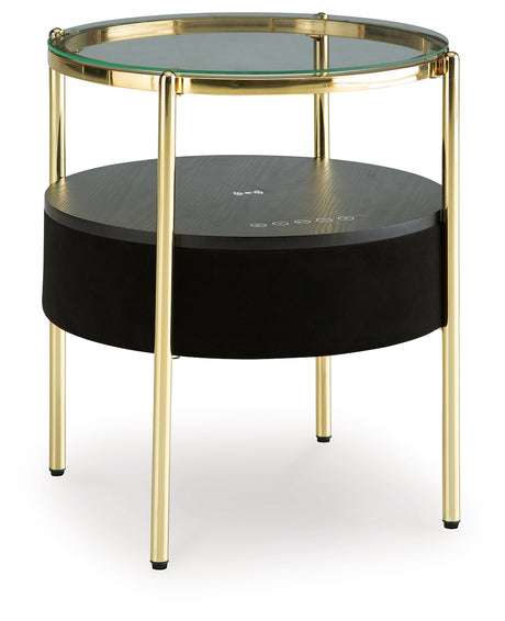 Nedman Black/Gold Finish Accent Table with Speaker from Ashley - Luna Furniture