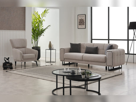 Nero 3-pieces (Sofa & Loveseat & Chair) Livingroom Set in Light Grey from Furnia - Luna Furniture