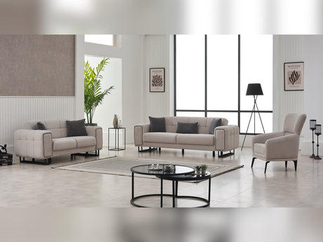 Nero 3-pieces (Sofa & Loveseat & Chair) Livingroom Set in Light Grey from Furnia - Luna Furniture