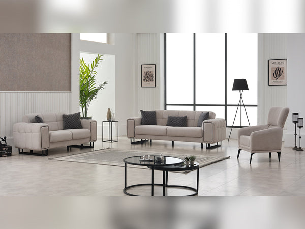 Nero 3-pieces (Sofa & Loveseat & Chair) Livingroom Set in Light Grey