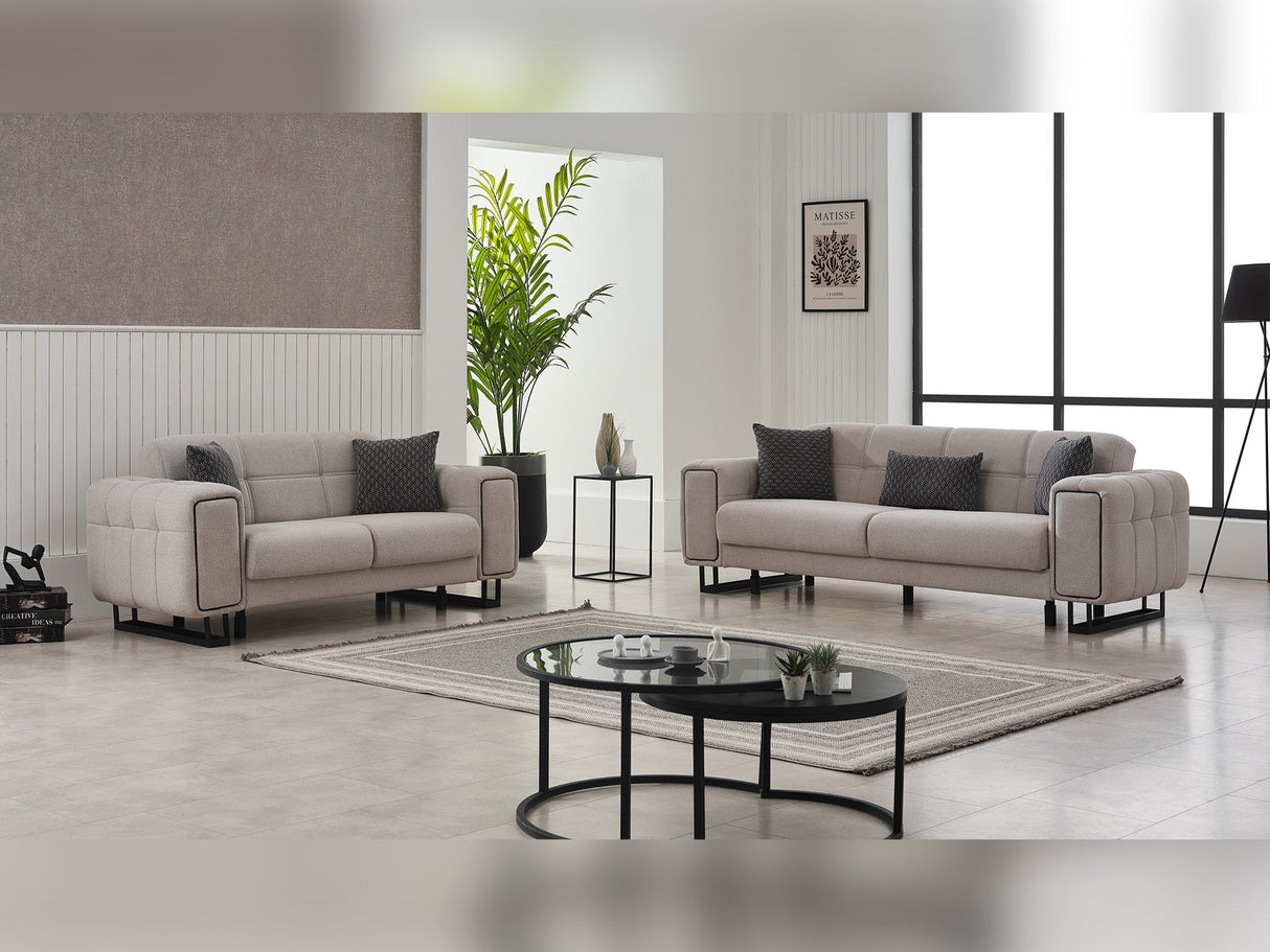Nero 3-pieces (Sofa & Loveseat & Chair) Livingroom Set in Light Grey from Furnia - Luna Furniture