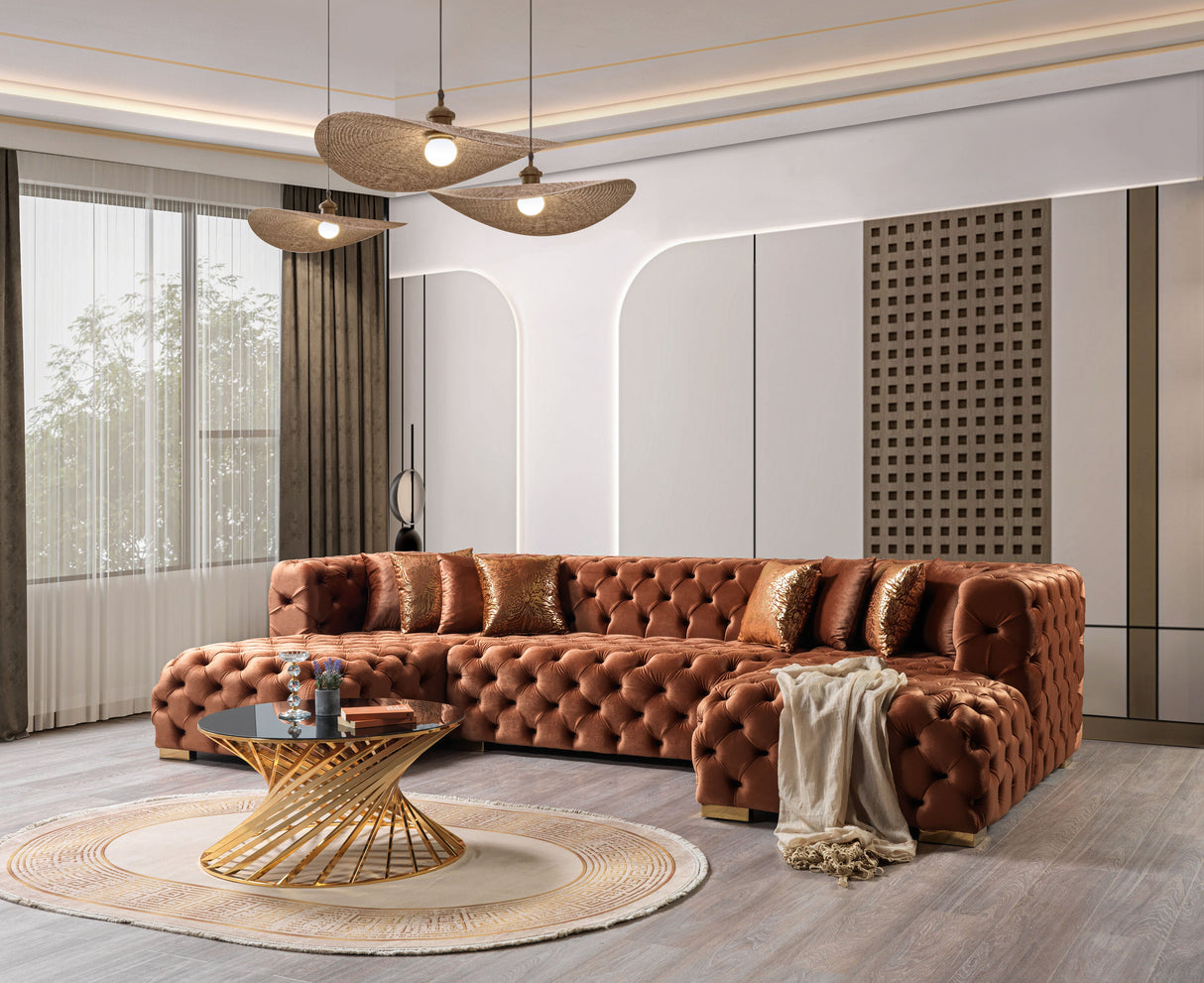 Neva Orange Velvet Double Chaise Sectional from Nova Furniture - Luna Furniture