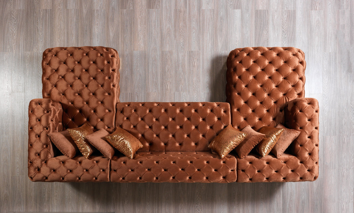 Neva Orange Velvet Double Chaise Sectional from Nova Furniture - Luna Furniture