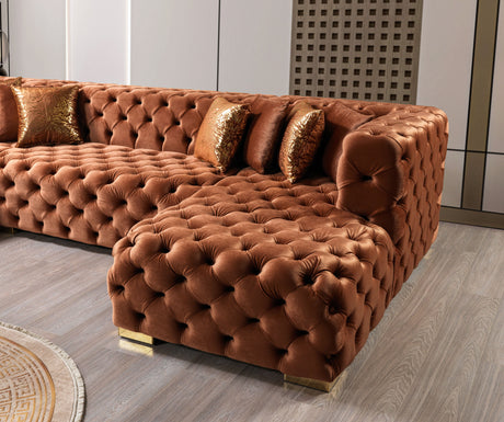 Neva Orange Velvet Double Chaise Sectional from Nova Furniture - Luna Furniture