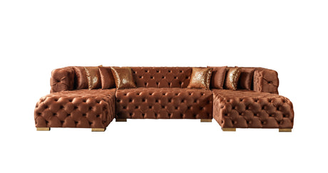 Neva Orange Velvet Double Chaise Sectional from Nova Furniture - Luna Furniture