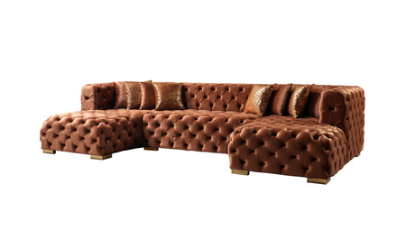 Neva Orange Velvet Double Chaise Sectional from Nova Furniture - Luna Furniture