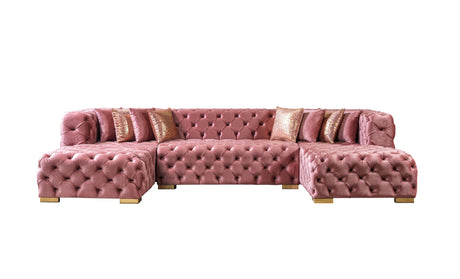 Neva Pink Velvet Double Chaise Sectional from Nova Furniture - Luna Furniture
