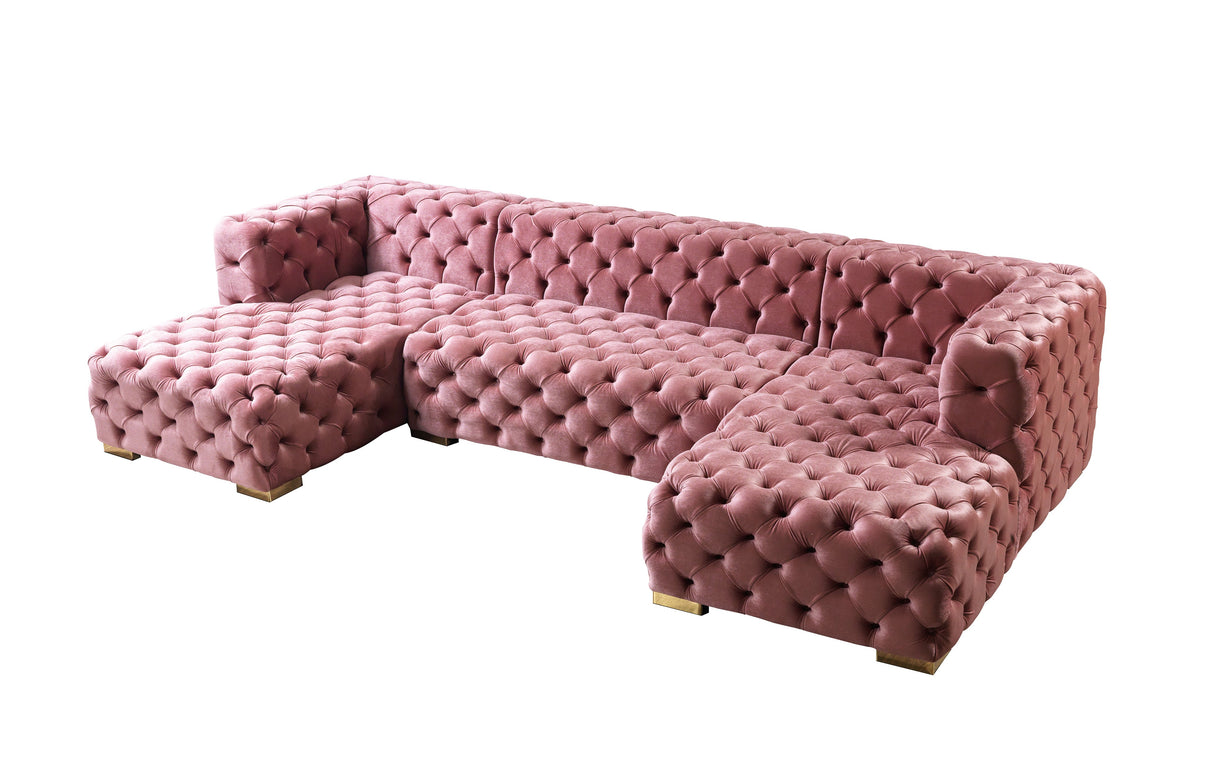 Neva Pink Velvet Double Chaise Sectional from Nova Furniture - Luna Furniture