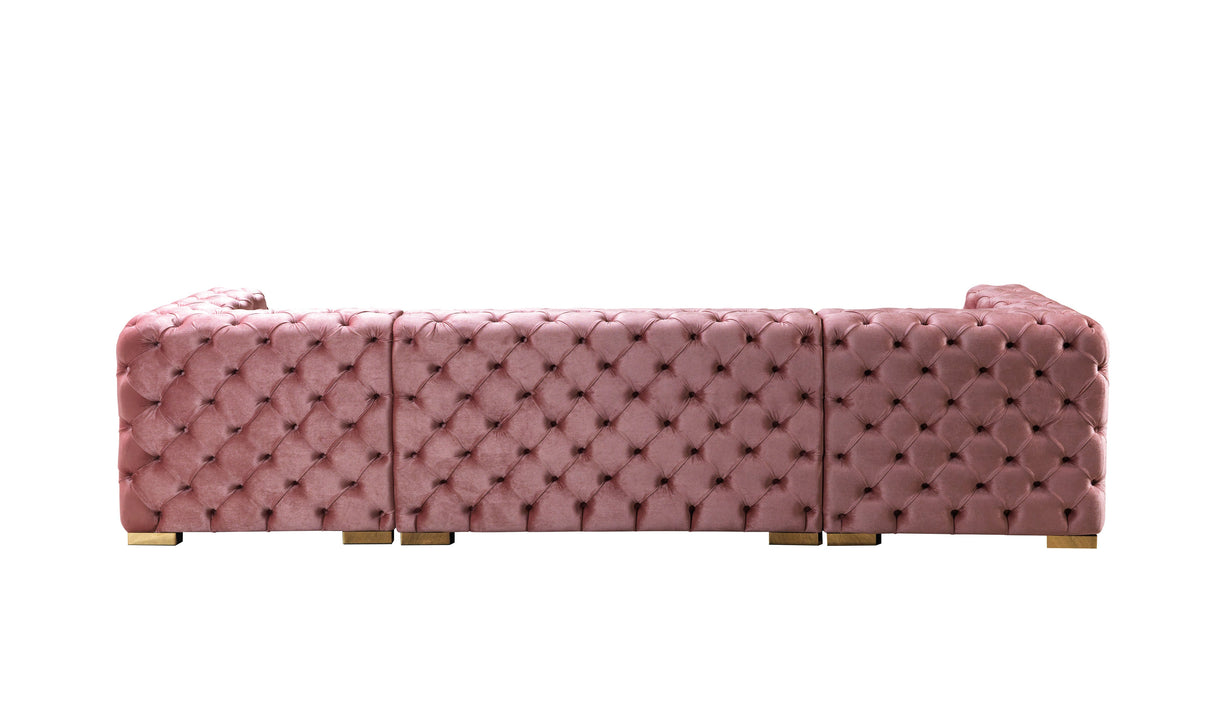 Neva Pink Velvet Double Chaise Sectional from Nova Furniture - Luna Furniture