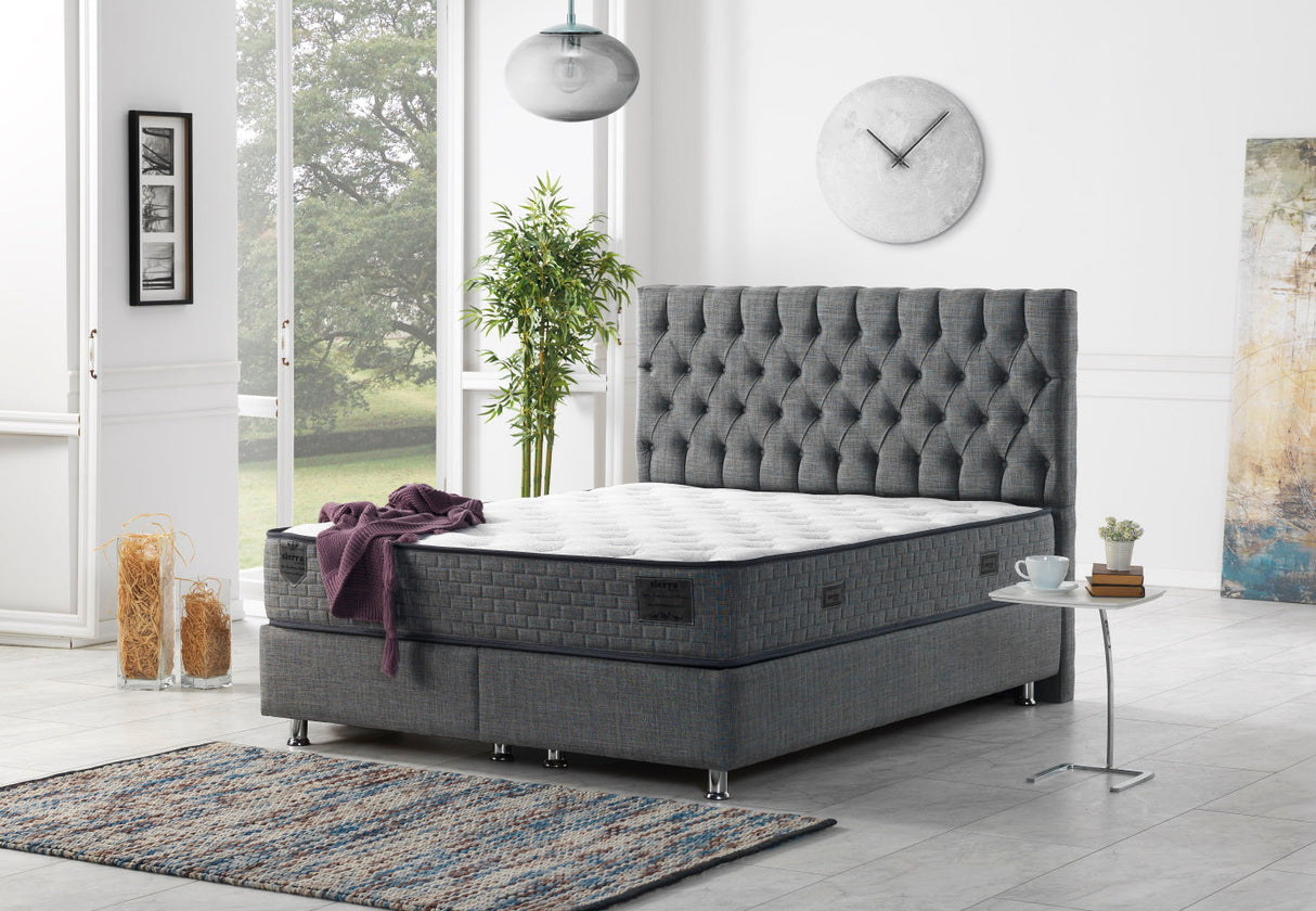 Nevada King Storage Bed With Headboard in Grey from Furnia - Luna Furniture