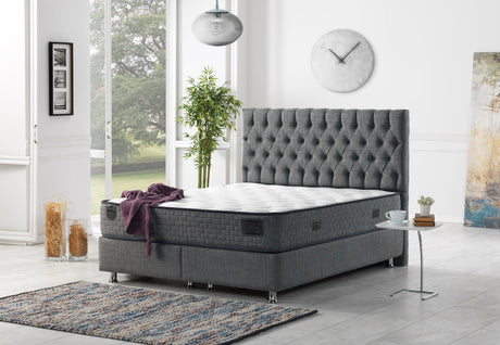 Nevada King Storage Bed With Headboard in Grey from Furnia - Luna Furniture
