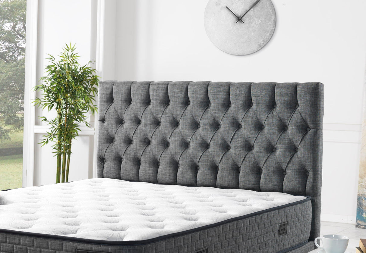 Nevada Queen Storage Bed With Headboard in Grey from Furnia - Luna Furniture