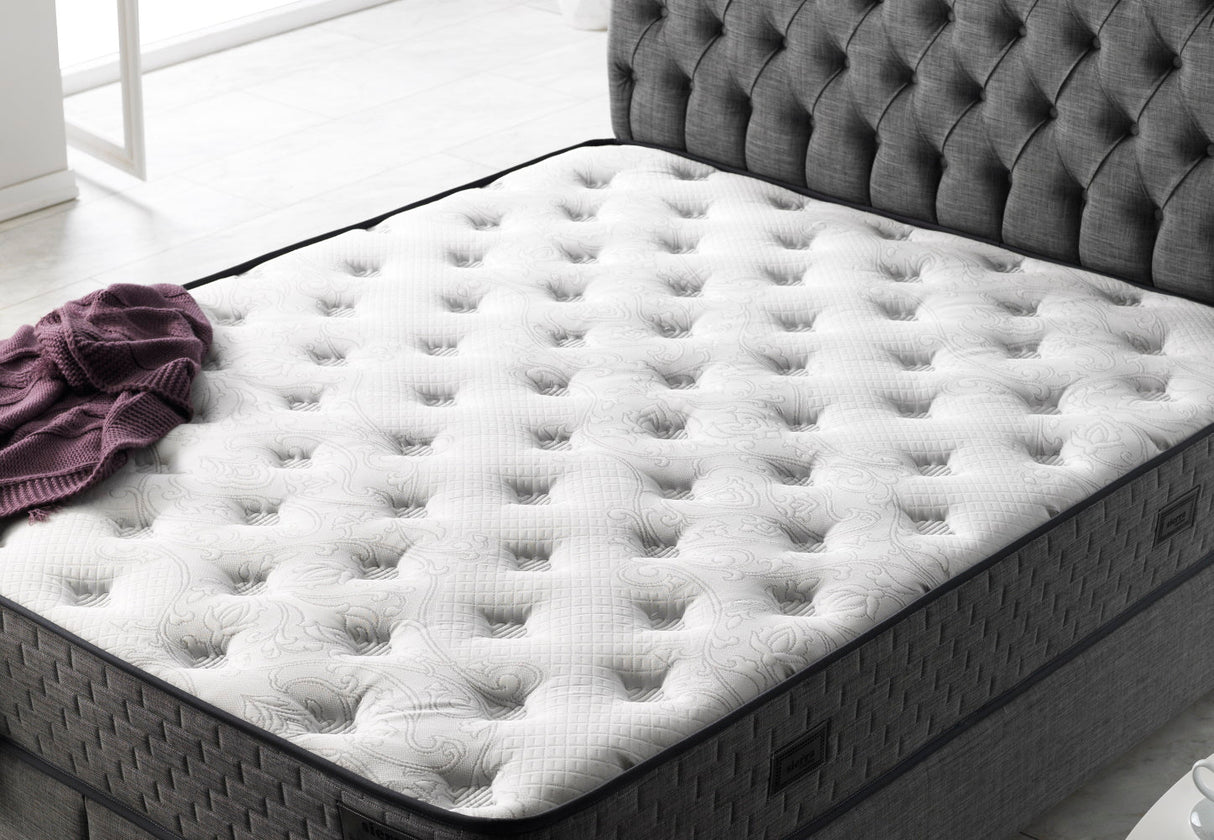 Nevada King Storage Bed With Headboard in Grey from Furnia - Luna Furniture
