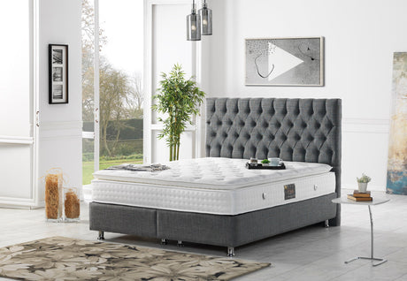 Nevada Full Storage Bed With Headboard in Grey from Furnia - Luna Furniture