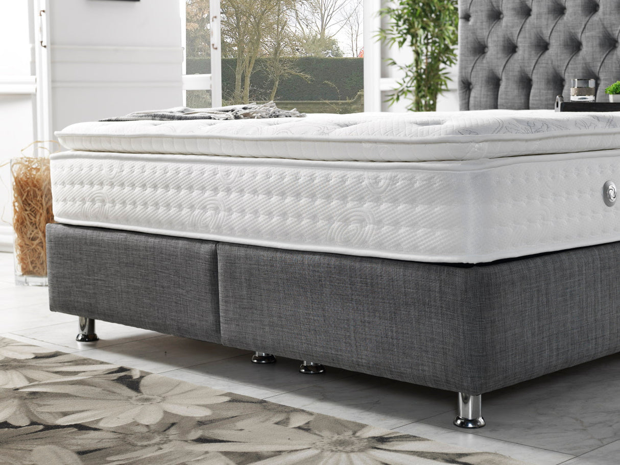 Nevada King Storage Bed With Headboard in Grey from Furnia - Luna Furniture