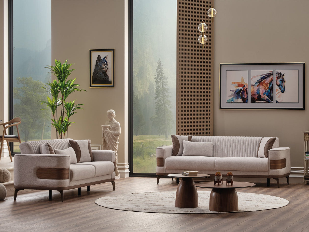 New Mood 3-pieces (Sofa & Loveseat & Chair) Livingroom Set in Cream from Furnia - Luna Furniture