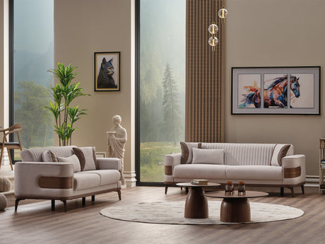 New Mood 3-pieces (Sofa & Loveseat & Chair) Livingroom Set in Cream from Furnia - Luna Furniture