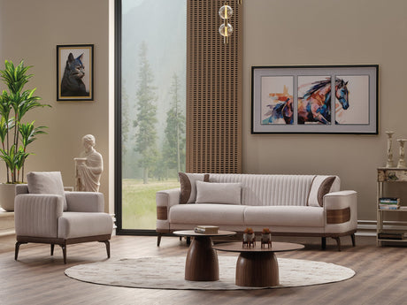 New Mood Convertible Sofa in Cream from Furnia - Luna Furniture