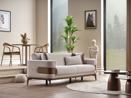 New Mood Convertible Sofa in Cream from Furnia - Luna Furniture