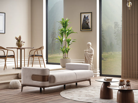 New Mood 3-pieces (Sofa & Loveseat & Chair) Livingroom Set in Cream from Furnia - Luna Furniture
